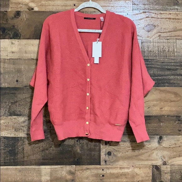 Tahari Ribbed Knit Button Front Cardigan - Picture 4 of 7